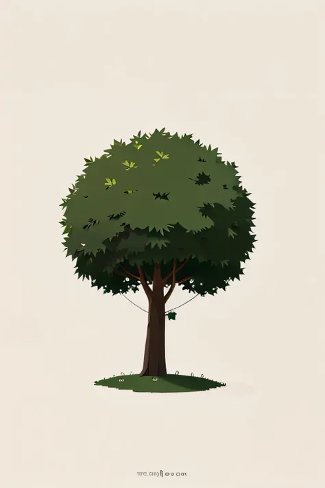 Create a tree, estilo cartoon, Minimalista 2d, desenho