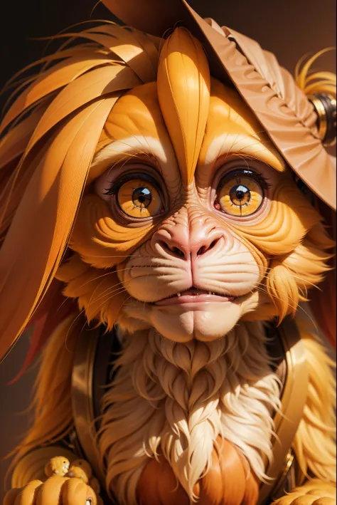 Retrato realista ultra HD close-up，A golden lion tamarin monkey, rugas ,Facial expressions show strong emotions