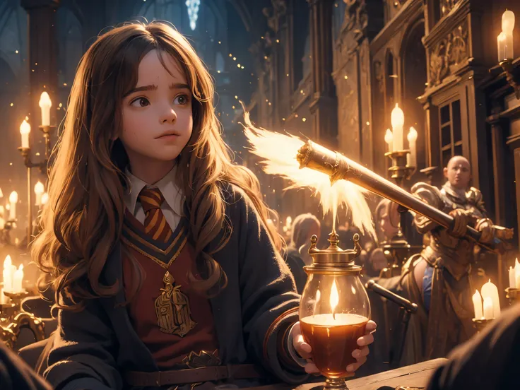 1girl, solamente, hermione granger, lindo, enface, obra maestra, fantasy, magica, hechicero