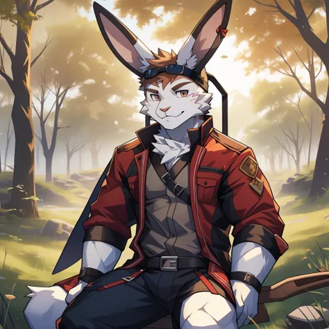 single person，white skin，（rabbit ears），teenager，rabbit，rabbit furry，male，rabbit，white fur，white skin，full body，cum，hunter，bow