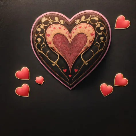 (Best quality,4K,8K,A high resolution,tmasterpiece:1.2),ultra - detailed,actual, Ultra-fine silk intricate heart stickers, Special complex texture stickers, Vibrant colors, Studio lighting