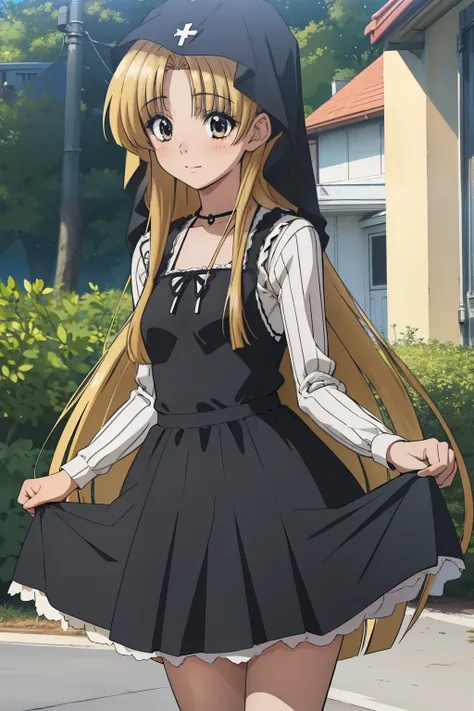 chica anime con cabello largo y rubio y un vestido blanco y negro, chica rubia de anime con cabello largo, marisa kirisame, chic...