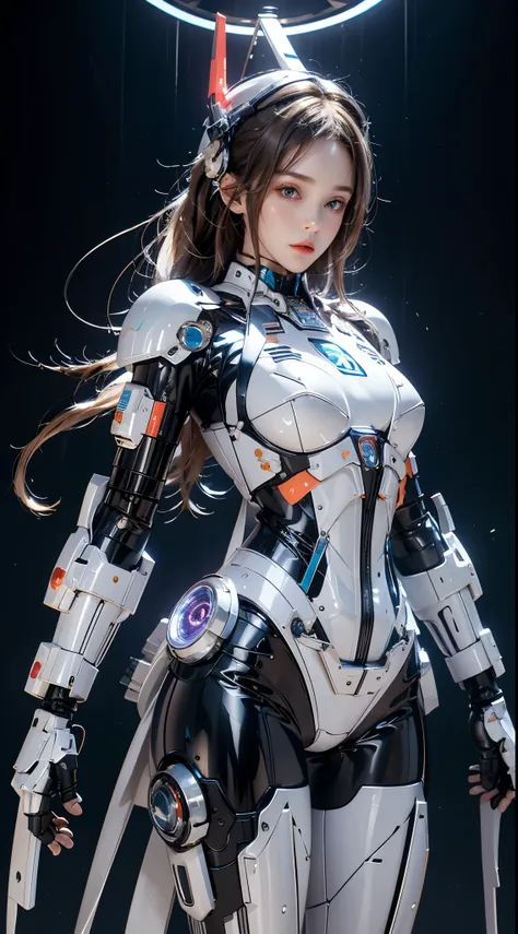 realisticlying, a high resolution, a 1 womone, hip-up, droid, mecha maiden,mechanicalparts, droid joints,single mechanical arm, ...