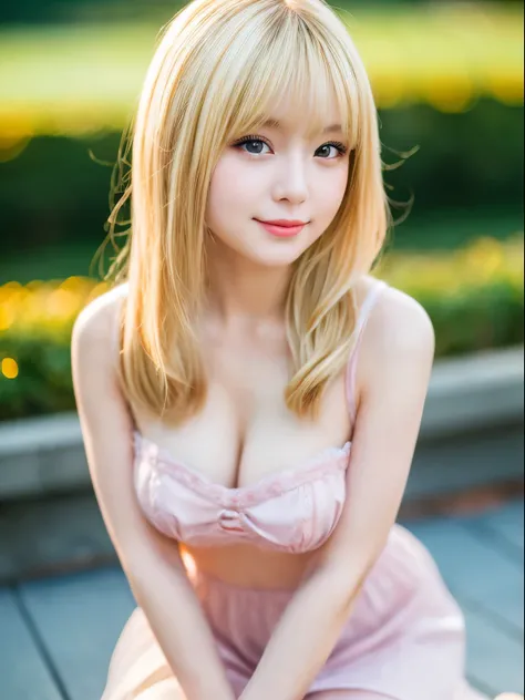 (8k, RAW photo, best quality, masterpiece:1.2),(realistic, photo-realistic, :1.5), SIGMA 85mm f/1.4., detailed 8k background, depth of fields, bokeh, soft light, (cute Japanese idol, detailed skin, full body, blonde hair: 1.2), 18 years old, extremely deta...