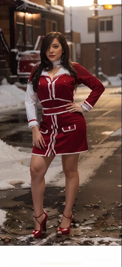 Red color santa dress , Snow falling , Snow background