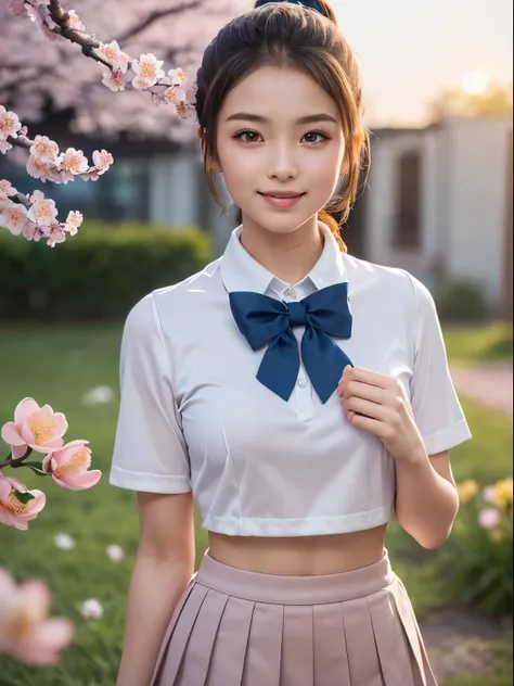 (1 young girl), ((Double ponytail hairstyle, (Highly detailed beautiful faces), Amazing faces and the most eye-catching qualities:1.4), (ultra - detailed), (extremely detaild的 CG unified 8k wallpapers), The is very detailed, High-definition RAW color photo...