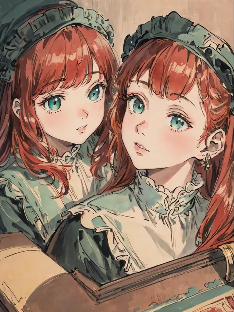 masterpiece, best quality, an extremely delicate and beautiful girl,an extremely delicate and beautiful, world masterpiece theater, ultra-detailed, highly detailed, best quality, red hair, highres, extremely detailed,2 girl, best quality, illustration, loo...