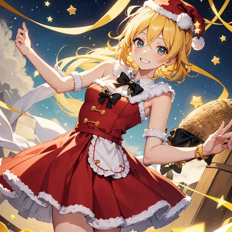 Kagamine rin en、una sonrisa、Navidad、Vestido con el traje de Santa Claus、Christmas Fund