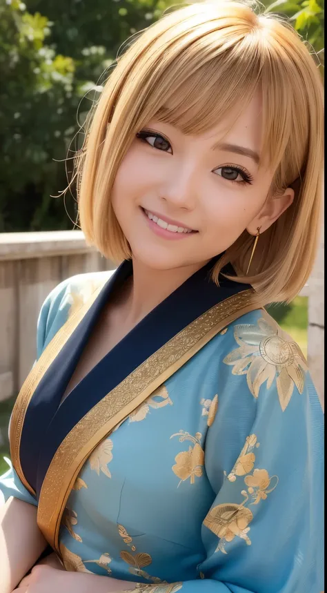 masutepiece, Best Quality, hight resolution, photoreaslistic, Detailed face,Looking at Viewer,Extreme close-up,Shoot head-on,Looking at Viewer,look at viewr,Angle from the front,front facing, Front view, 1girl in, Upper body, Golden kanzashi hair, short ha...