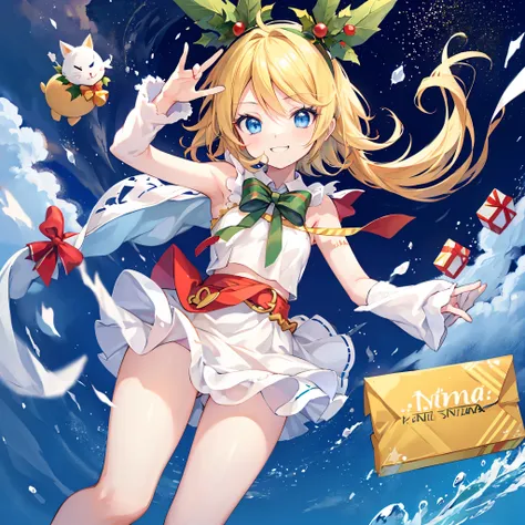 Kagamine rin en、una sonrisa、Navidad、Vestido con el traje de Santa Claus、Christmas Fund ,Perfect Anatomia