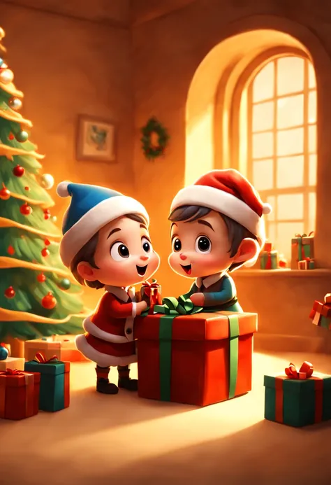 Receive Christmas Gift, Festive atmosphere, surprise, by Piper Thibodeau, enhance, intricate, (best quality, masterpiece, Representative work, official art, Professional, unity 8k wallpaper:1.3)