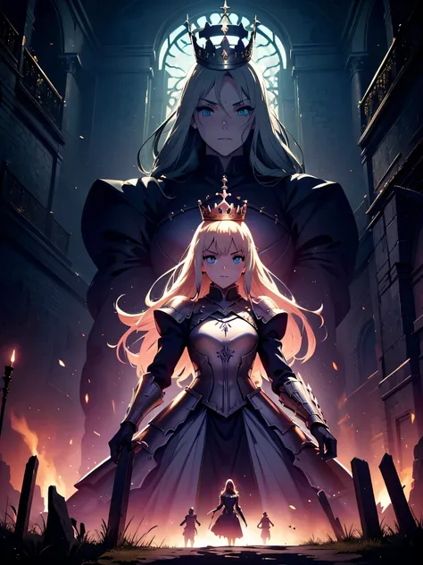 Sexy, Best Quality, queen, crown, expressive eyes, a perfect face, lock, bronya, rey, full - body, dynamicpose, , ah high, army, lock, sword, Meadows, Dark Fantasy very beautiful, Very feminine, Dark Fantasy, Hot