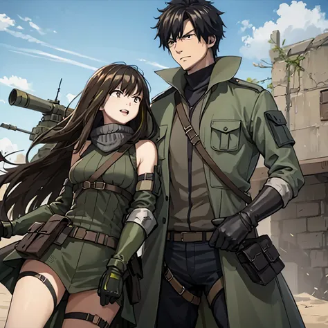 a man and a woman in battlefield