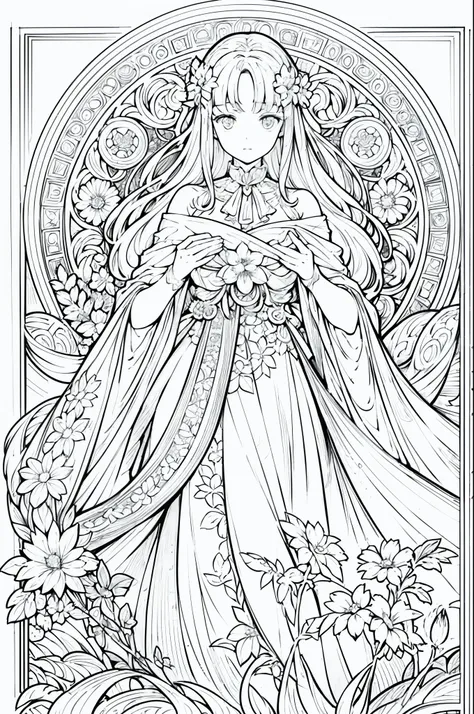 flower illustration, Flower frame, Decorative panels, Abstract Art by Alphonse Mucha, sketch factory, Lines of drawings and scenes without color and shading.
(tmasterpiece, Better quality, A high resolution: 1.4), Detailed pubic hair, Complicated details, ...