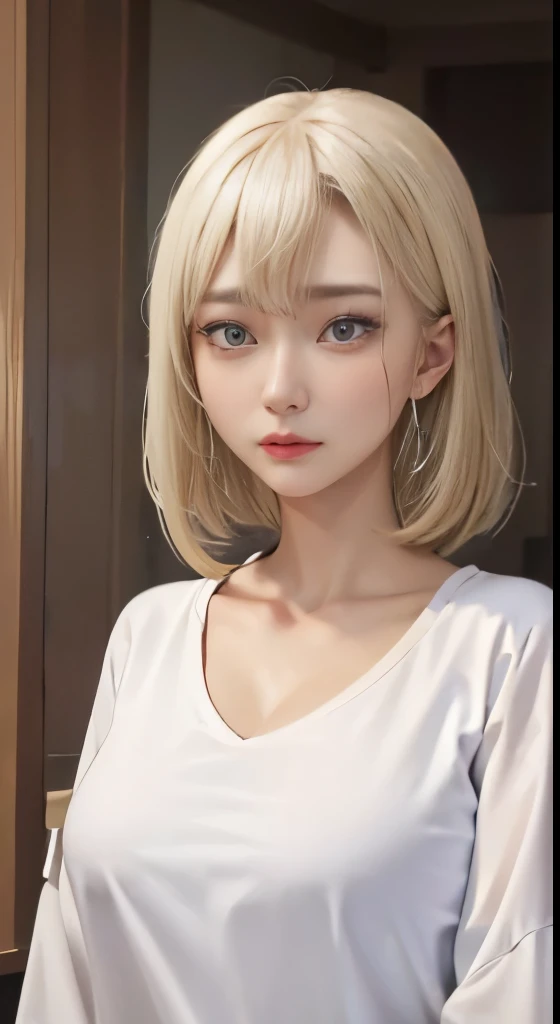 ((top-quality、8k、masterpiece:1.3))、Crisp focus:1.2、Beautiful woman with perfect body shape:1.4、full-shot:1.2、((layers-Cut:1.2、Kamimei))、(Thin and large long T-shirt:1.1)、A woman who came to see me in my private room late at night:1.2、Highly detailed facia...