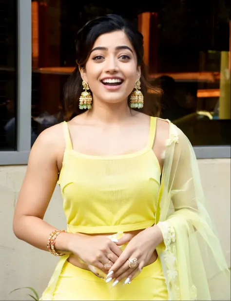 See-through greenish yellow outfit