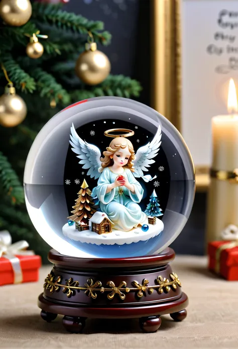 Beautiful Christmas crystal ball as a Christmas gift，Built-in micro-machined Holy Angel