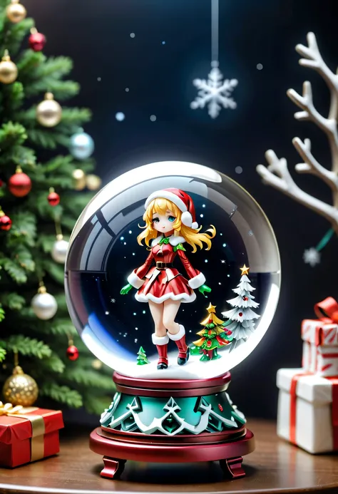 Beautiful Christmas crystal ball as a Christmas gift，Built-in micro-mecha girl