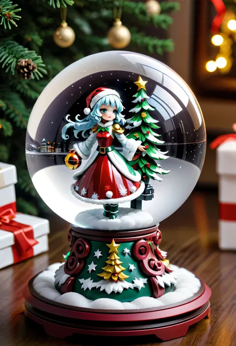 Beautiful Christmas crystal ball as a Christmas gift，Built-in micro-mecha girl