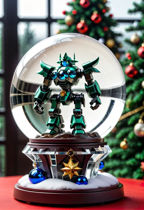 Beautiful Christmas crystal ball as a Christmas gift，Built-in micro mecha warrior