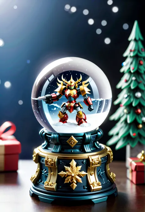 Beautiful Christmas crystal ball as a Christmas gift，Built-in micro mecha warrior