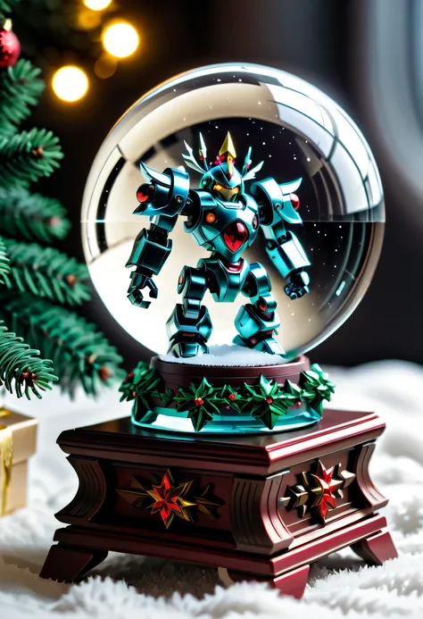 Beautiful Christmas crystal ball as a Christmas gift，Built-in micro mecha warrior