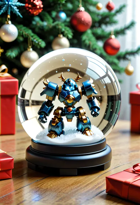 Beautiful Christmas crystal ball as a Christmas gift，Built-in micro mecha warrior