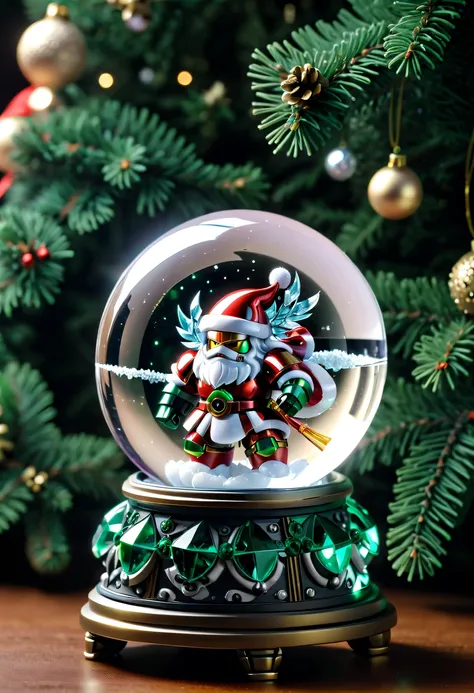 Beautiful Christmas crystal ball as a Christmas gift，Built-in micro mecha warrior