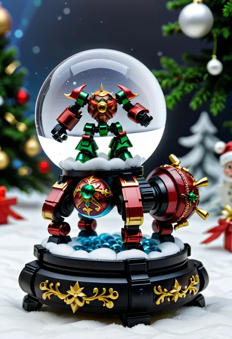 Beautiful Christmas crystal ball as a Christmas gift，Built-in micro mecha warrior