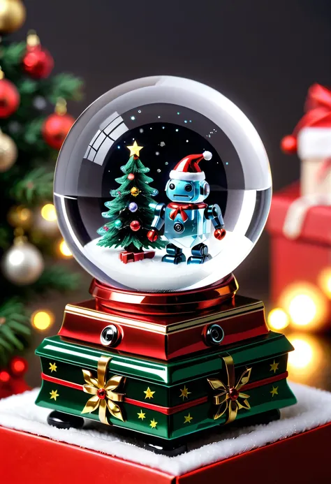 Beautiful Christmas crystal ball as a Christmas gift，Built-in micro robot