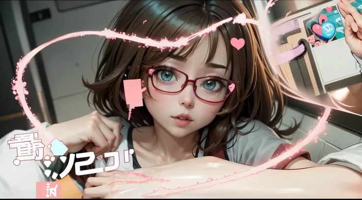 there is a woman with glasses and a heart shaped frame, あかさたなは on twitter, tumblr, anime-twitter, 奈良美智, twitter pfp, 🚿🗝📝, ❤🔥🍄🌪, ...