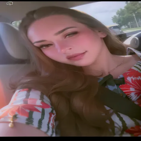 There&#39;s a woman sitting in a car with a tie, Lana Del Rey, imagem de qualidade muito baixa, Christina Kritikou, No estilo de Petra Collins, foto do perfil, imagem de perfil, selfie de uma jovem mulher, Anastasia Ovchinnikova, com o sol brilhando sobre ...