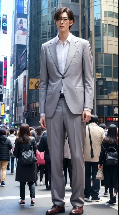 ((4m tall man))、(Only one person is abnormally tall.)、Shibuya、a street、Top image quality、top-quality