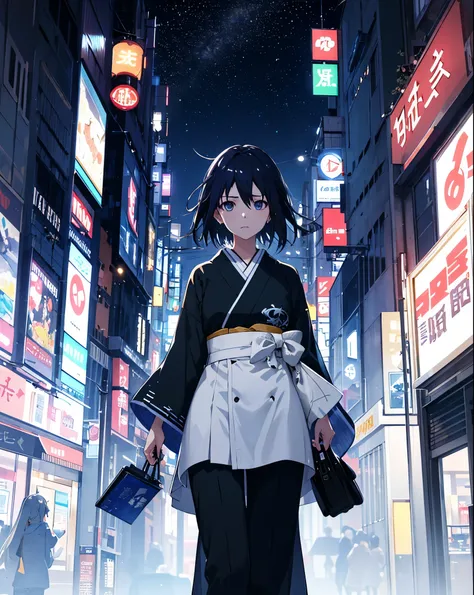 slg game building ,japan city, sad female adult exploring a bustling cityscape,  ,32k, best quality, masterpiece, super detail, extreme details, by Makoto Shinkai ,in the style of the stars art group xing xing,  --niji 5"