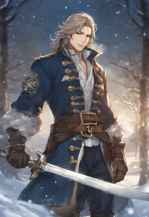 anatomically correctly drawn body,   Anime character, style anime "frozen", Anime characterrozen ", Anime Character Face Type " frozen", style anime, Close-up of a person (a pirate) , King of a pirates, Masamune shiro, a pirate captain, key anime art, shig...