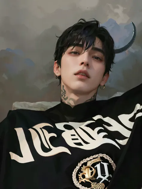 arafed hombre con un tatuaje en el brazo y una camisa negra, ulzzang masculino, kanliu666, cai xukun, hombre surcoreano, kim doy...