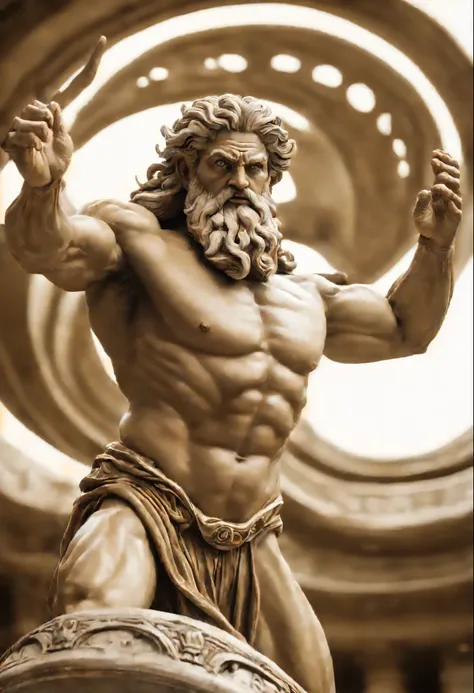 Zeus god of all gods greek  as alien, dynamic action poses