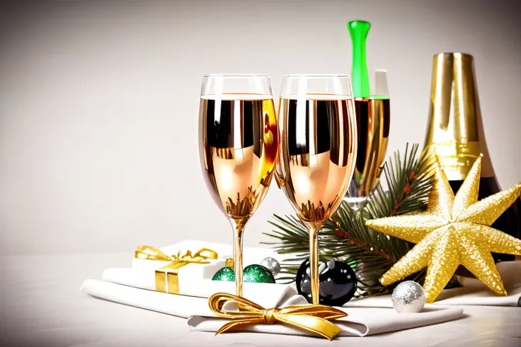 Champanhe flutes and two Champanhe glasses with christmas decorations on a table, new years eve, drinking Champanhe, Celebrando, Wining, Champanhe commercial, Champanhe, charcoal and Champanhe, celebration, Champanhe on the table, feriado, Papel de parede ...