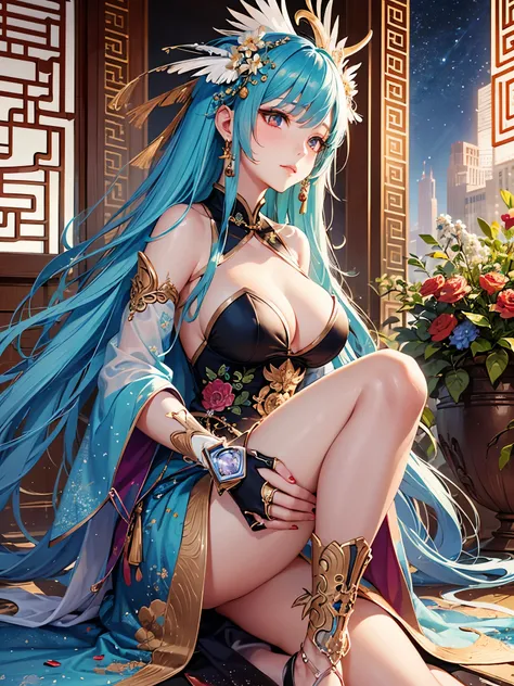 ((Finest quality)),(超A high resolution),(ultra-detailliert),(Meticulous portrayal),((Best CG)),(Finest works of art),Ultra-Precision Art,The art of astounding depiction,(Chinese-style fantasy art with detailed depictions:1.5), (one celestial maiden:1.8),Be...