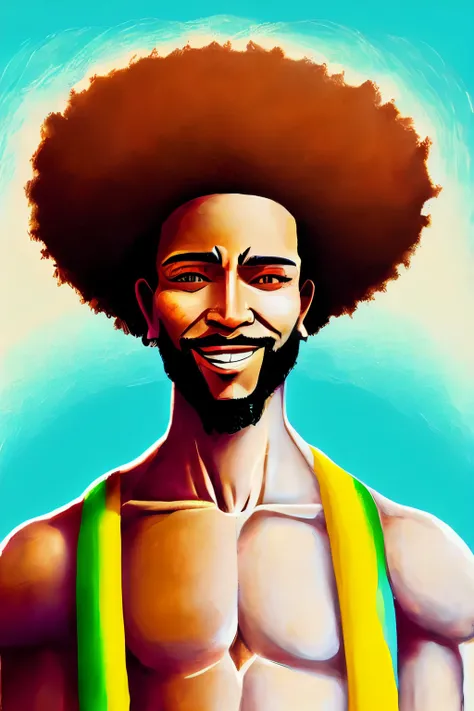 Qualidade de arte original, imagem de JESUS DEUS, ,negro Moreno mulato , corpo inteiro,cabelo afro jovem e bonito caindo para frente, Rasta,  Disney character animation style, type but braided, JESUS DEUS, standing posture, hands naturally placed on both s...