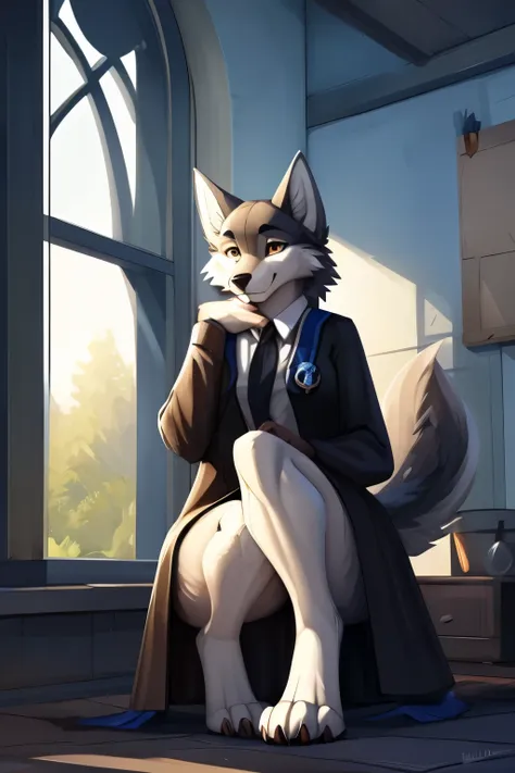 (wolf:1.4), ((anthro)), (female), ((furry)), (detailed fur:1.4), nsfw, hogsks, (photo-realistic), hogwarts, harry potter, (((rav...