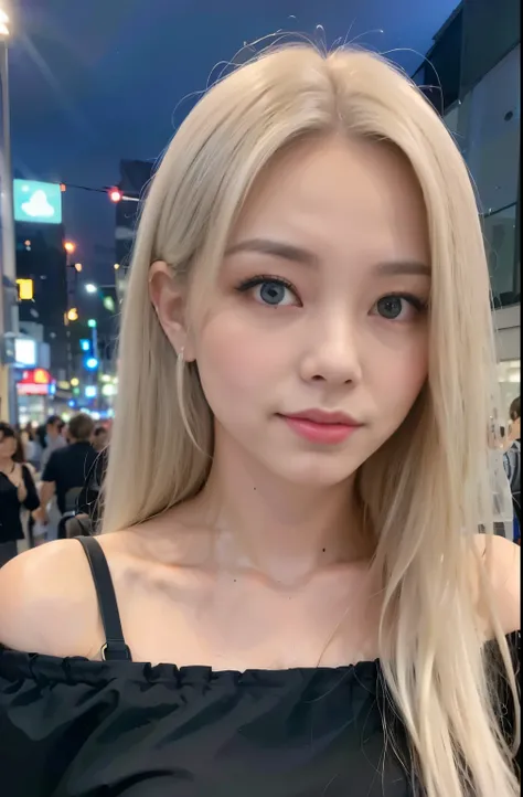 (8k, RAW photo, best quality, mastery:1.3), (realistic, photo-realistic:1.37), (looking viewer:1.331), (white hair), posing, Tokyo street, nightcityscape, cyberpunk city, soft light, 1girl, extremely beautiful face , Perfect body proportions, (small face: ...