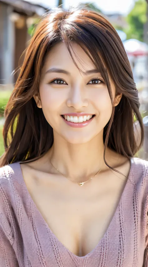 Highest resolution, 4K, Masterpiece: 1.3), A Japanese milf, photo of one lady, Sexy: 1.1, fine eyes, Slender figure, Realistic teeth, smile, double eyelids, full body, best quality, detailed, beauty, eat ramen