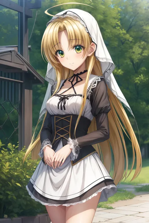 chica anime con cabello largo y rubio y un vestido blanco y negro, chica rubia de anime con cabello largo, marisa kirisame, chic...