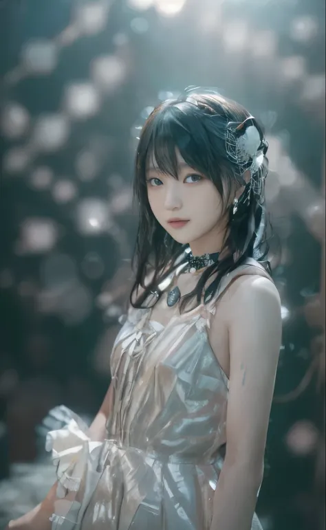 riho.sayashi, 1girl, masterpiece, babymetal, best quality, masutepiece, high resolution, 1girl in, porcelain dress, hair accesso...