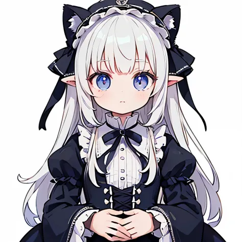 girl with、frontage、Upright、Gothic lolita、校服、Canine ears、No background、