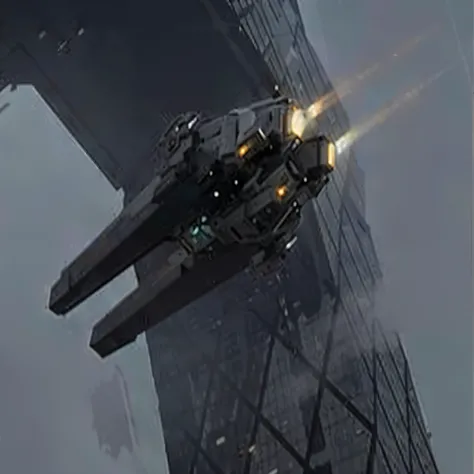 Sharp fighter plane flying over a city in a cloudy sky, Bastien Grivet, star citizen concept art, star citizen digital art, sci - fi: Nave espacial em combate, stunning arte conceitual sci-fi, arte conceitual sci-fi, Sci - FI Arte Conceitual, arte conceitu...