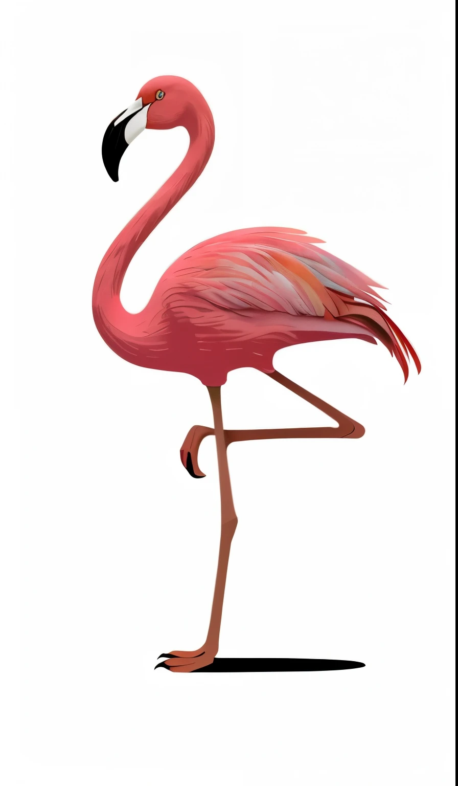 there is a pink flamingo standing on a white and blue background, flamingo, the flamingo cafe, stylized Digital illustration, Add details, flamingos, flamingoes, Digital illustration, Digital illustration -, 5 feet away, Part of Leondek style, procreate il...