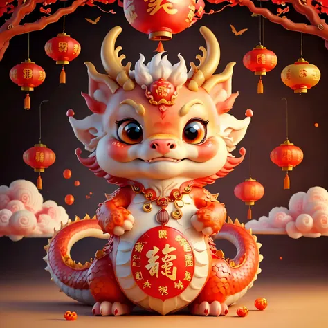 chinesedragon，majestic，background chinese new year flavor，the picture quality is delicate，k hd，the expression is amiable