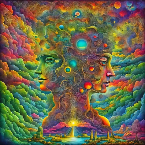 (colorful surrealism) ++, dmt meditation men and women